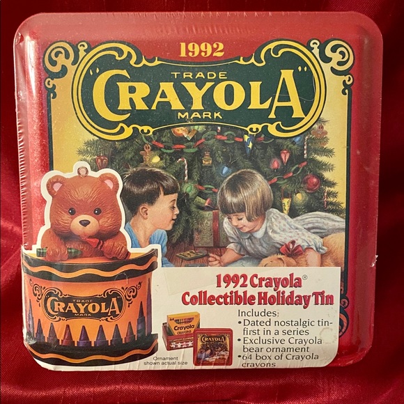 Crayola Crayon 1992 Collectible Holiday Tin W/Bear - Picture 1 of 3